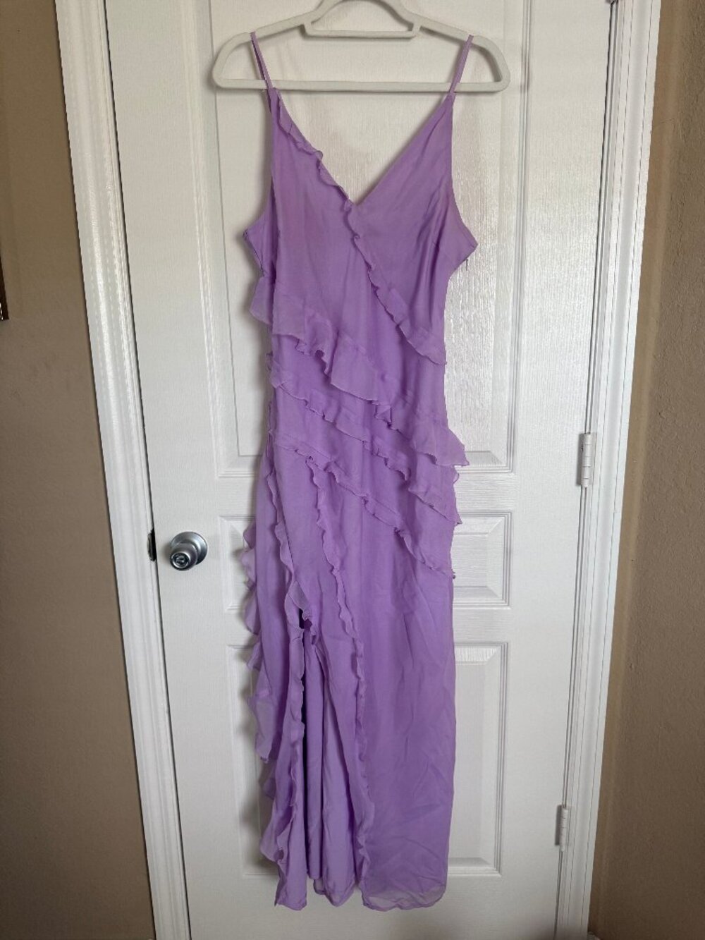 Abercrombie & Fitch Lavender Tiered Ruffle Maxi Dress with Slit — Size L